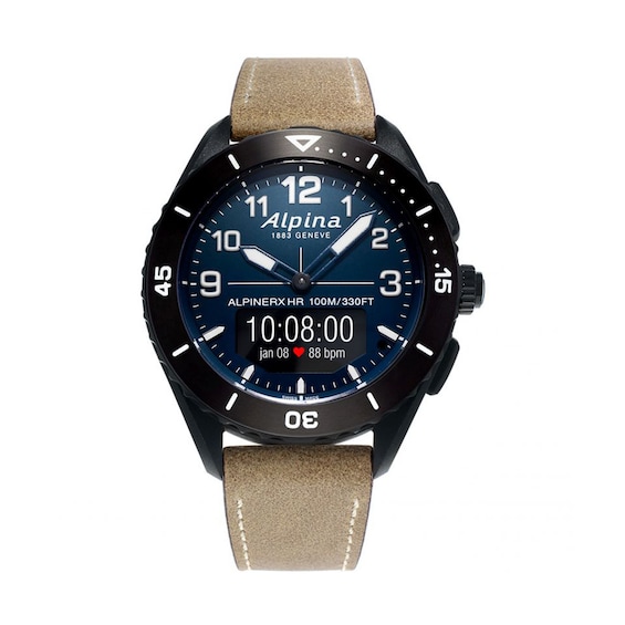 Alpina Alpiner X Alive Tan Brown Leather Strap Smartwatch