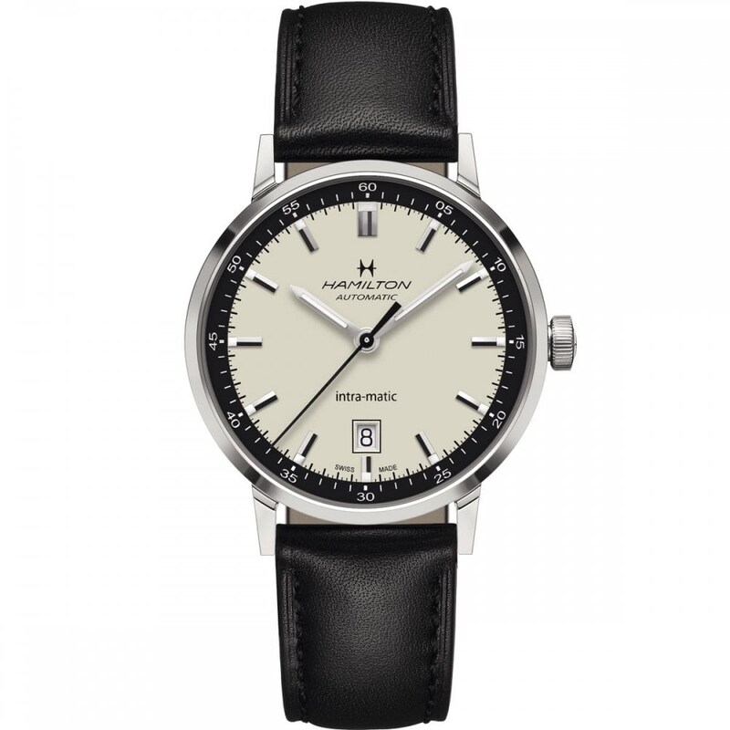 Main Image 1 of Hamilton Intra-Matic Men's Black Leather Strap Watch