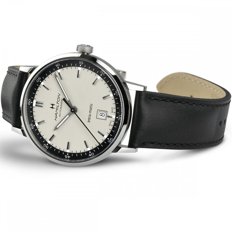 Hamilton Intra-Matic Men's Black Leather Strap Watch