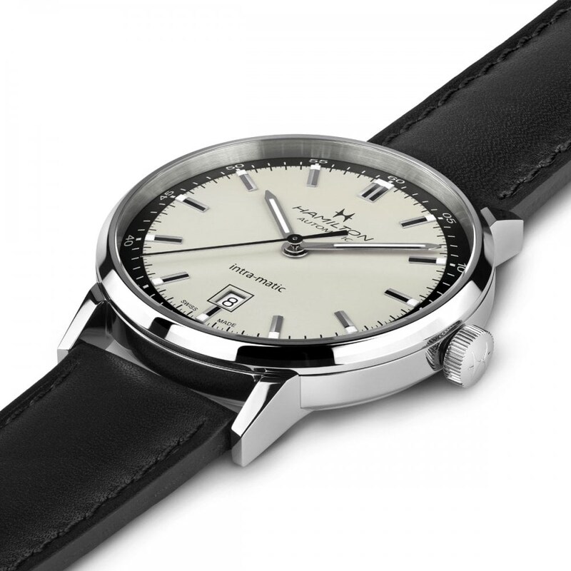 Main Image 3 of Hamilton Intra-Matic Men's Black Leather Strap Watch