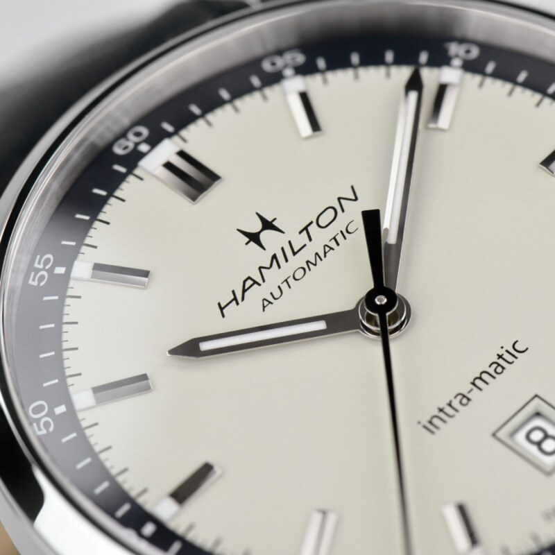 Main Image 4 of Hamilton Intra-Matic Men's Black Leather Strap Watch