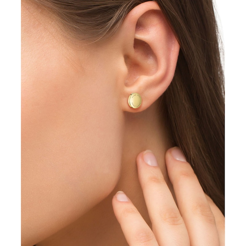 BOSS Medallion Yellow Gold-Tone Stud Earrings