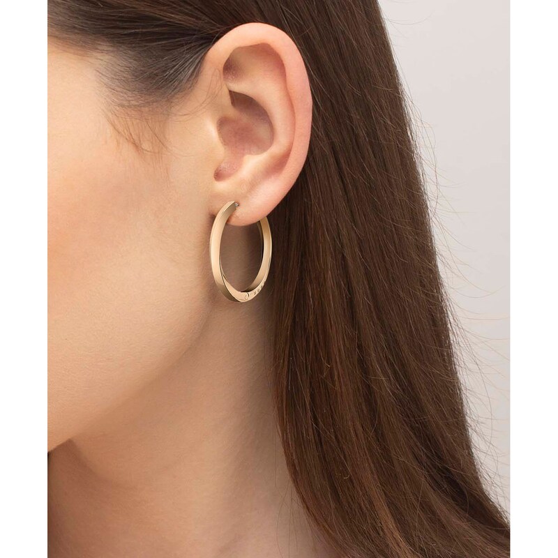 BOSS Signature Rose Gold Tone Hoop Earrings
