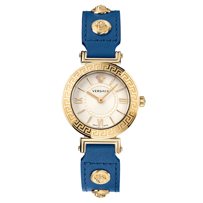 Versace Tribute Ladies' Blue Leather Strap Watch