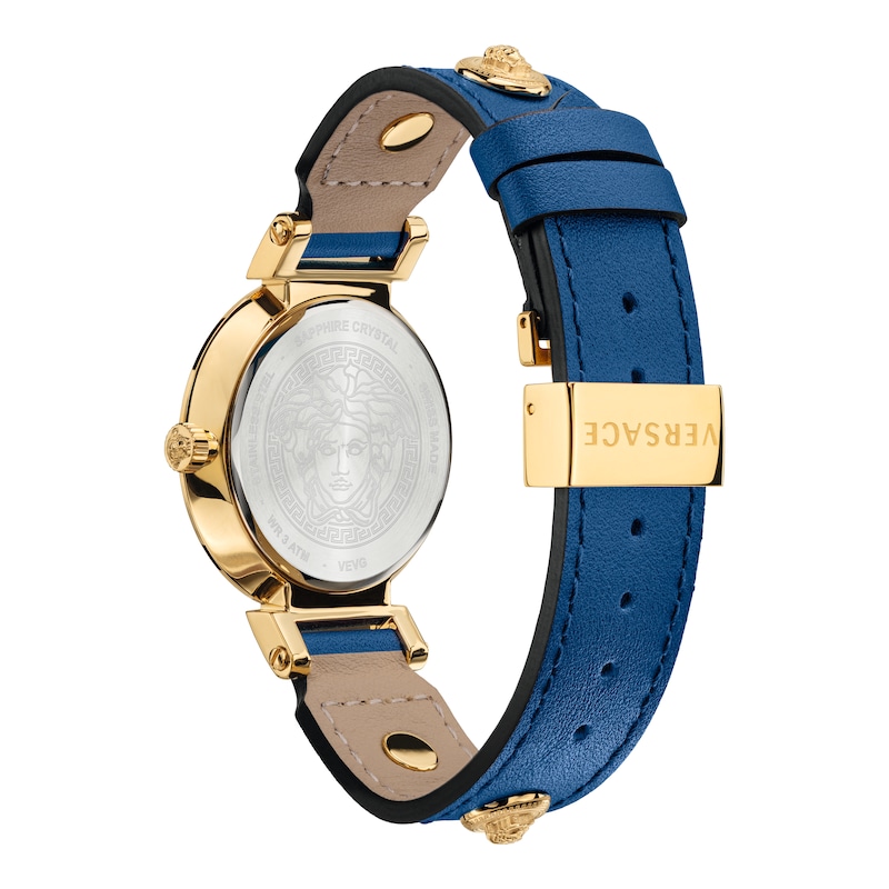 Versace Tribute Ladies' Blue Leather Strap Watch