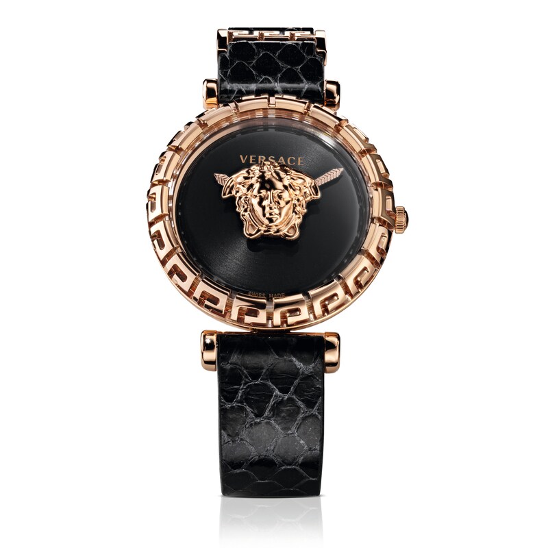 Versace Palazzo Ladies' Black Leather Strap Watch Ernest Jones