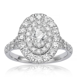 Engagement Ring 18ct White Gold 1.25ct Diamond Double Oval Halo Ring