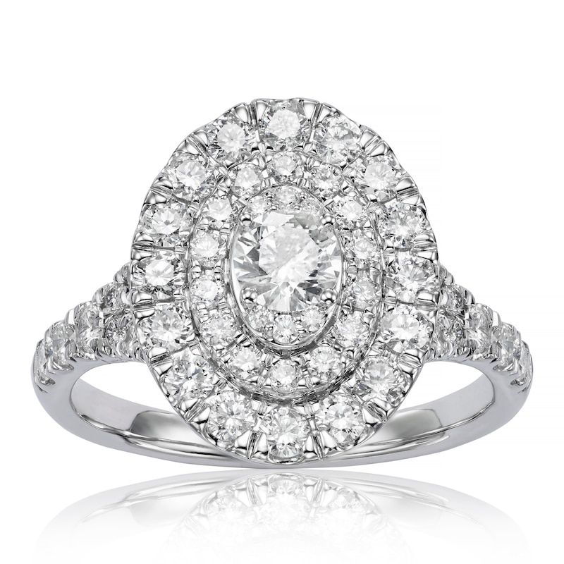 Main Image 1 of Engagement Ring 18ct White Gold 1.25ct Diamond Double Oval Halo Ring
