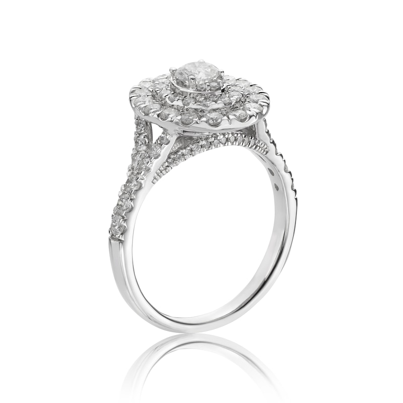 Main Image 2 of Engagement Ring 18ct White Gold 1.25ct Diamond Double Oval Halo Ring