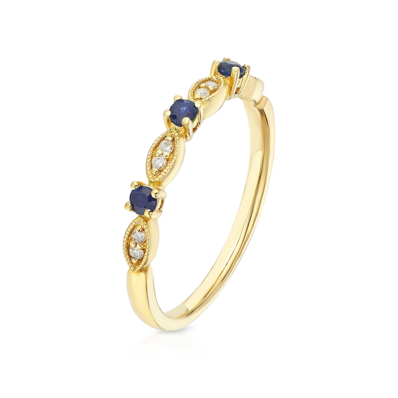 Main Image 2 of 9ct Yellow Gold Sapphire & Diamond Vintage Eternity Ring