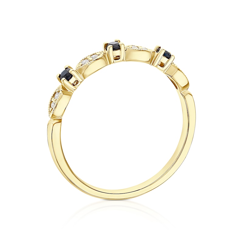 Main Image 3 of 9ct Yellow Gold Sapphire & Diamond Vintage Eternity Ring