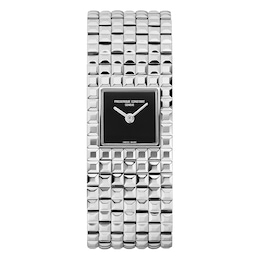 Frederique Constant Highlife Manchette Black Dial Silver Tone Bracelet Cuff Watch