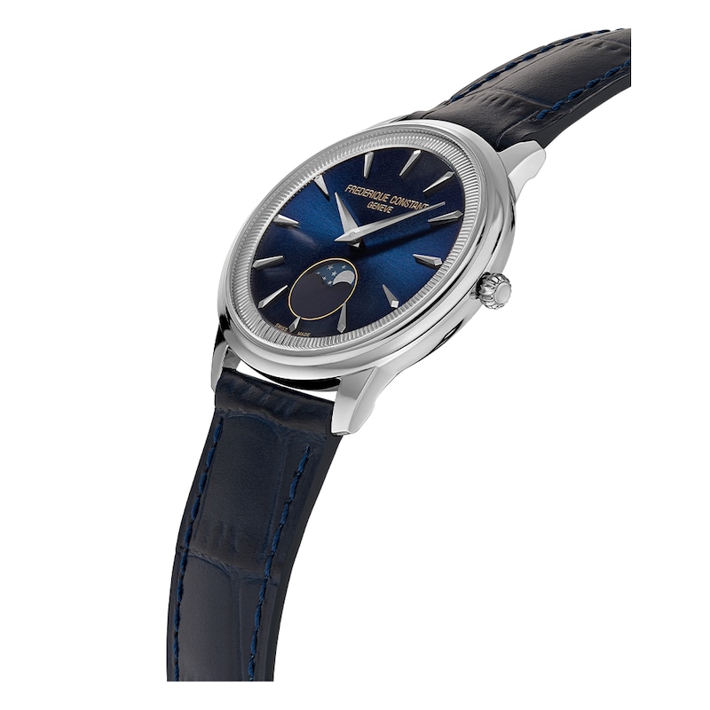 Main Image 2 of Frederique Constant Moneta Moonphase Blue Dial Blue Leather Strap Watch
