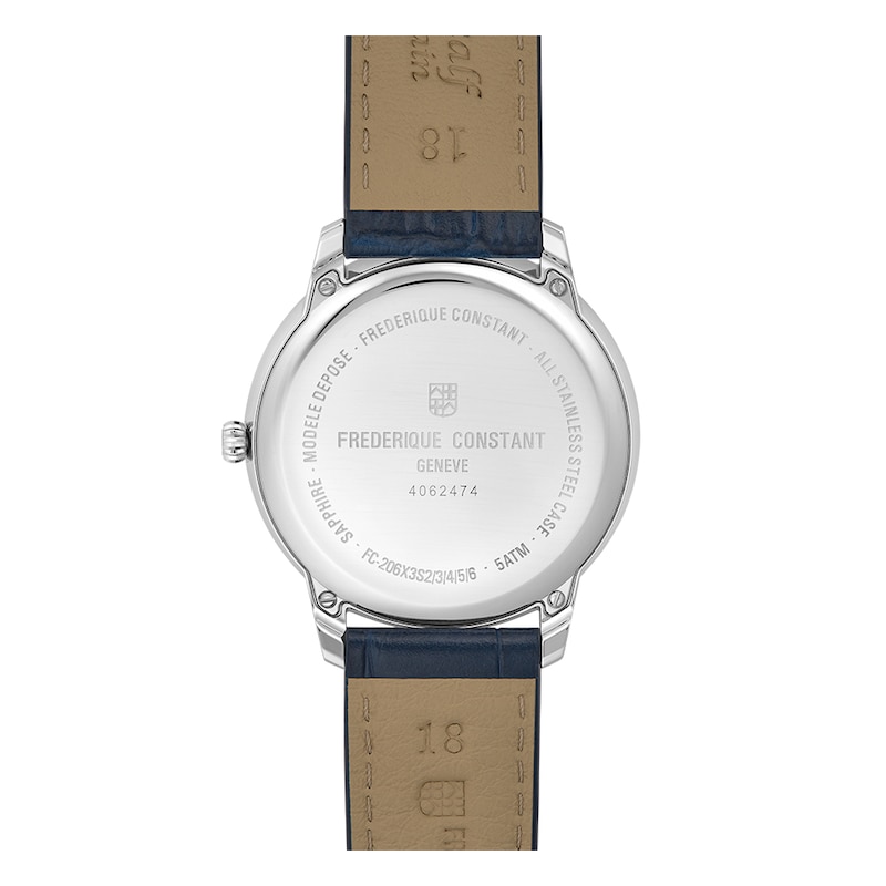 Main Image 3 of Frederique Constant Moneta Moonphase Blue Dial Blue Leather Strap Watch