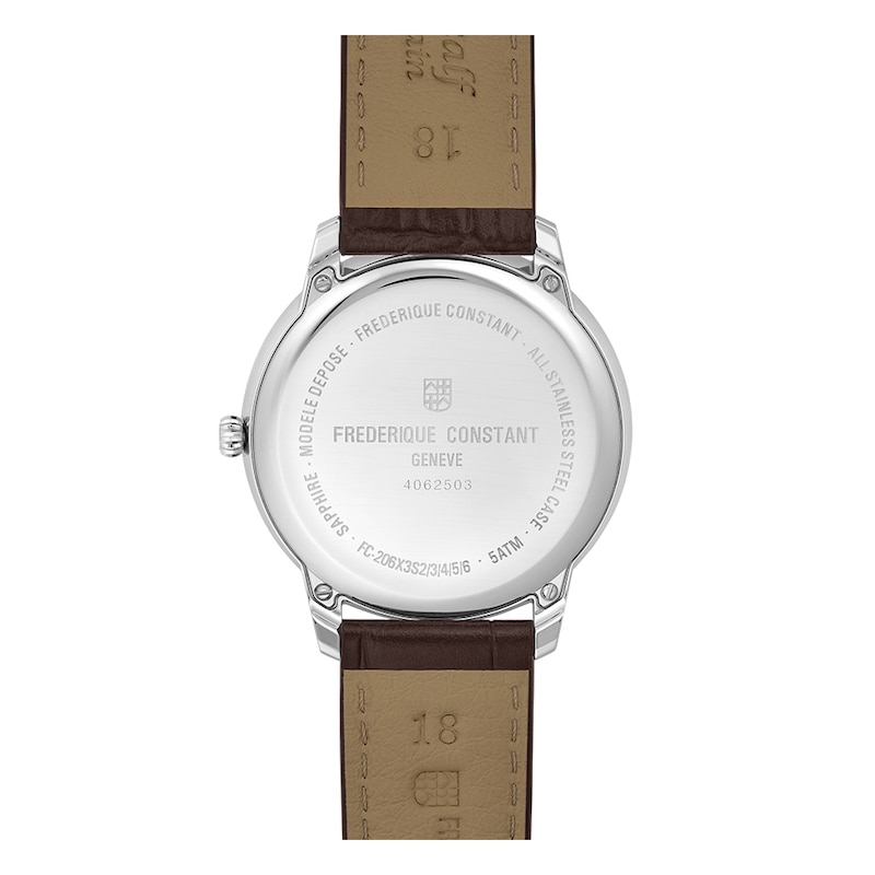 Main Image 3 of Frederique Constant Moneta Moonphase Silver Dial Brown Leather Strap Watch