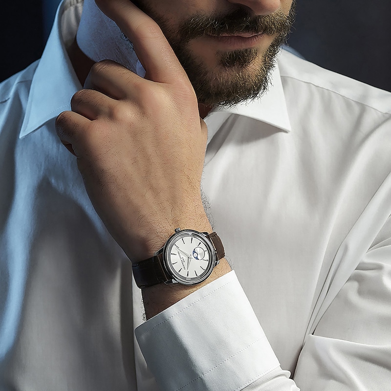 Main Image 6 of Frederique Constant Moneta Moonphase Silver Dial Brown Leather Strap Watch
