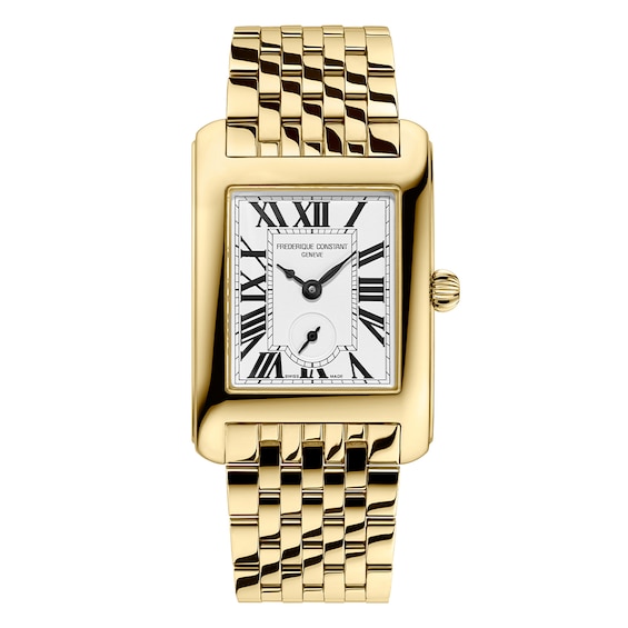 Men's Frederique Constant Carree Small Seconds Silver Dial Gold Tone Bracelet Watch