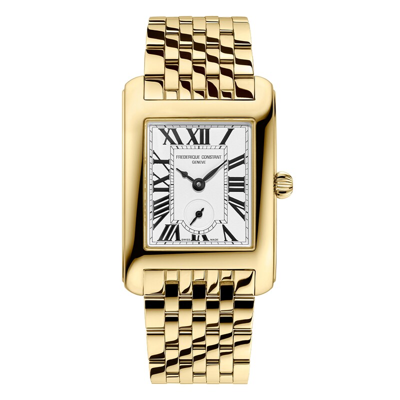 Main Image 1 of Frederique Constant Carree Small Seconds Silver Dial Gold Tone Bracelet Watch