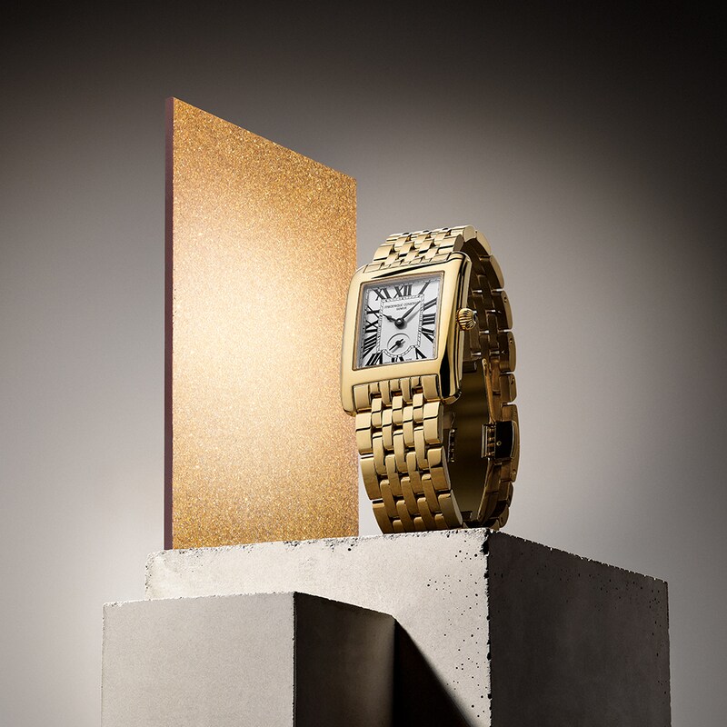 Main Image 4 of Frederique Constant Carree Small Seconds Silver Dial Gold Tone Bracelet Watch