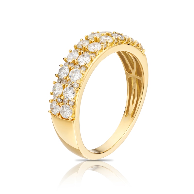 18ct Yellow Gold 1ct Diamond Two Row Eternity Ring