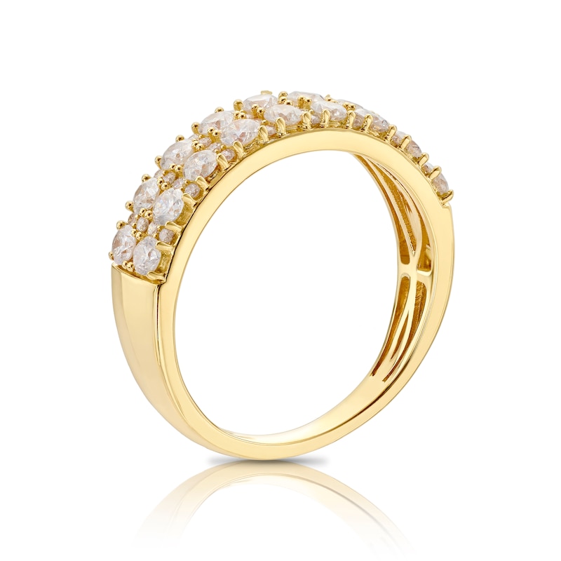 18ct Yellow Gold 1ct Diamond Two Row Eternity Ring