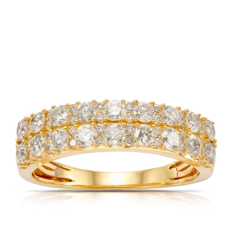 18ct Yellow Gold 1ct Diamond Two Row Eternity Ring