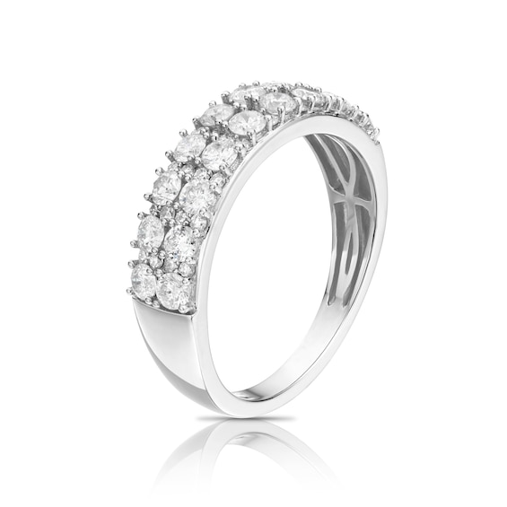 18ct White Gold 1ct Diamond Two Row Eternity Ring