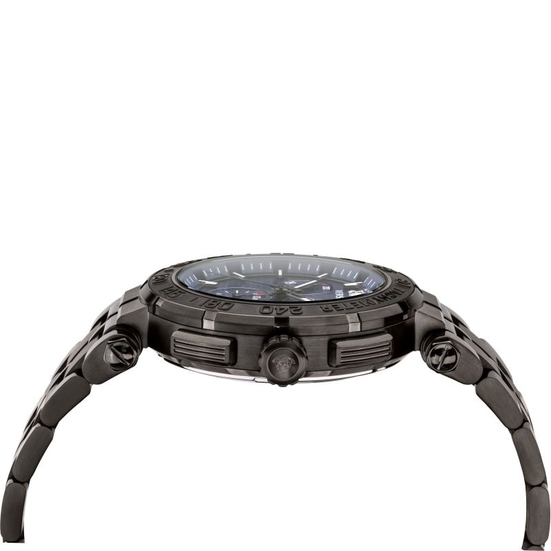 Versace Greca Chrono Men's Black IP Bracelet Watch