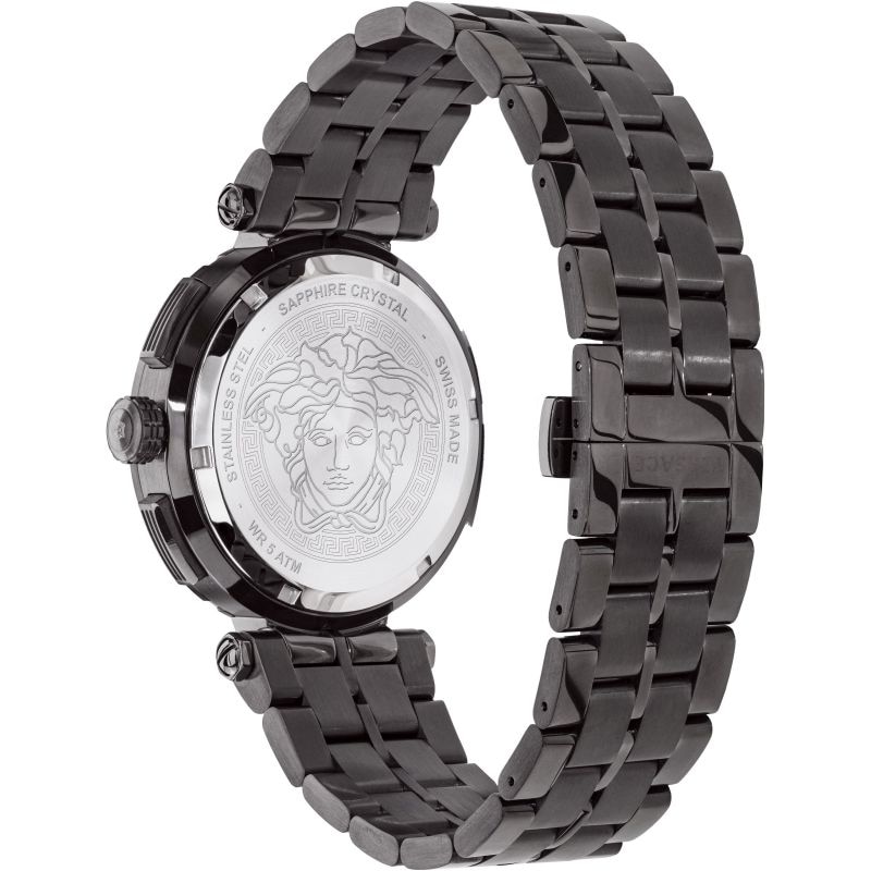 Versace Greca Chrono Men's Black IP Bracelet Watch