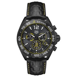 TAG Heuer Formula 1 x Senna Men's Black Leather Strap Watch