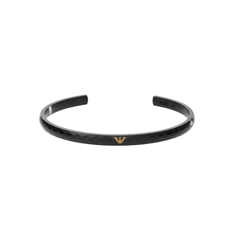 Main Image 1 of Emporio Armani Men's Black IP Logo Bangle