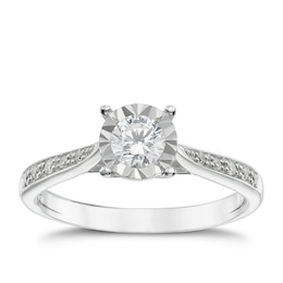 Engagement Ring 9ct White Gold Illusion Set 0.40ct Diamond Ring