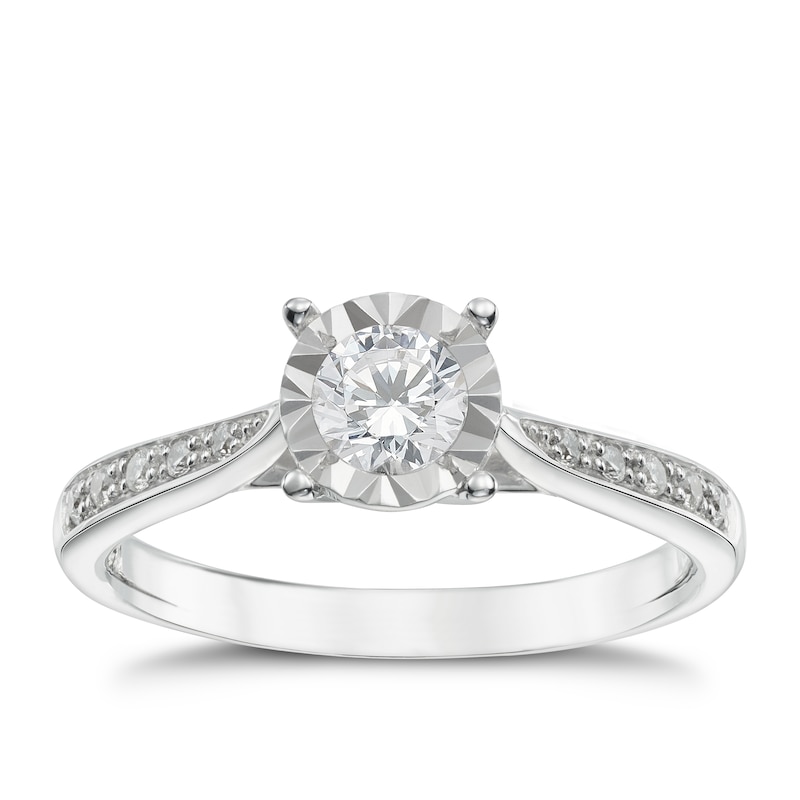 Main Image 1 of 9ct White Gold 0.40ct Total Diamond Illusion Set Ring