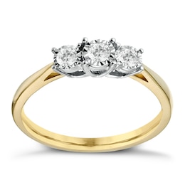 9ct Yellow Gold 0.20ct Total Diamond Illusion Set Ring