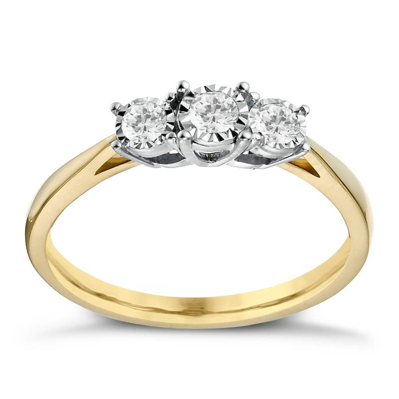 Main Image 1 of 9ct Yellow Gold 0.20ct Total Diamond Illusion Set Ring