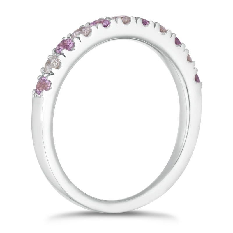 18ct White Gold Pink Sapphire & 0.20ct Diamond Ring