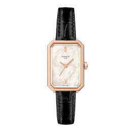 Tissot SRV Women's Mother Of Pearl Dial & Black Leather Strap Watch