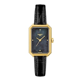 Tissot SRV Women's Diamond Black Mother Of Pearl Dial & Leather Strap Watch