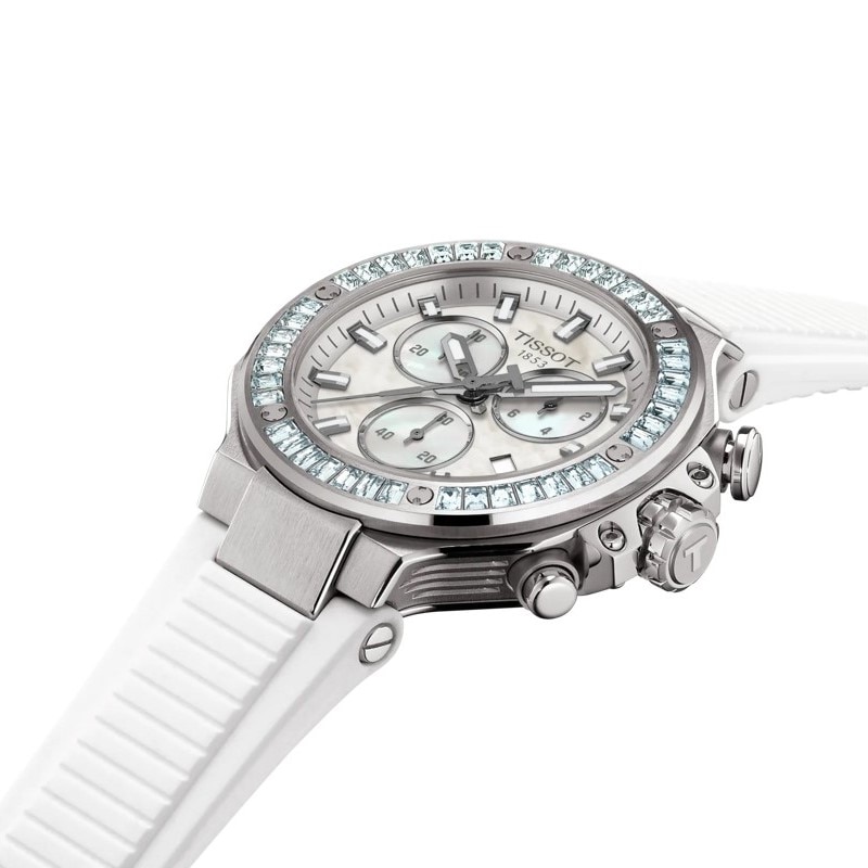 Main Image 2 of Tissot T-Race Chronograph 38mm Mother Of Pearl & White Silicone Watch