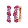 Thumbnail Image 1 of Le Vian 14ct Rose Gold Raspberry Rhodolite & Amethyst Diamond Hoop Earrings