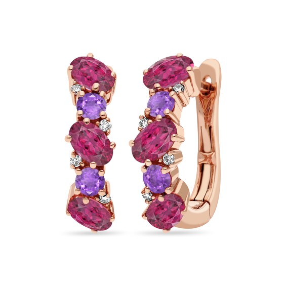 Le Vian 14ct Rose Gold Raspberry Rhodolite and Amethyst Diam