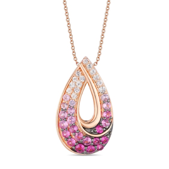 Le Vian 14ct Rose Gold Ombre Pink Sapphire Pear Open