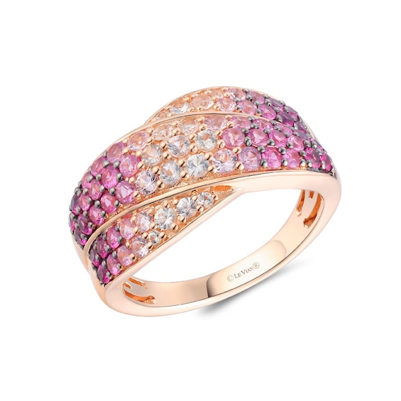 Le Vian 14ct Rose Gold Ombre Pink Sapphire Crossover Ring