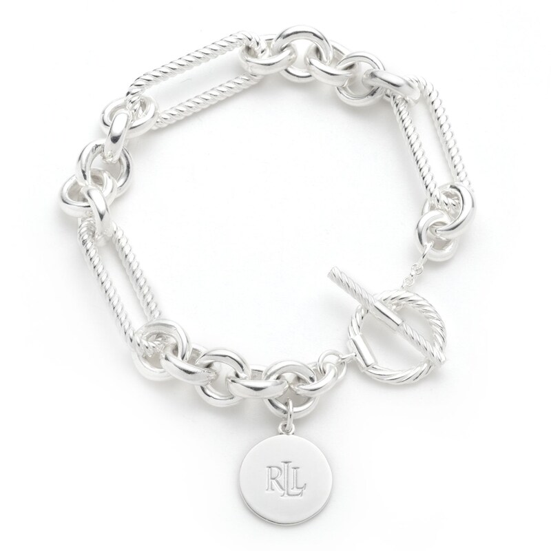 Lauren Ralph Lauren Silver Rope Logo Charm Bracelet