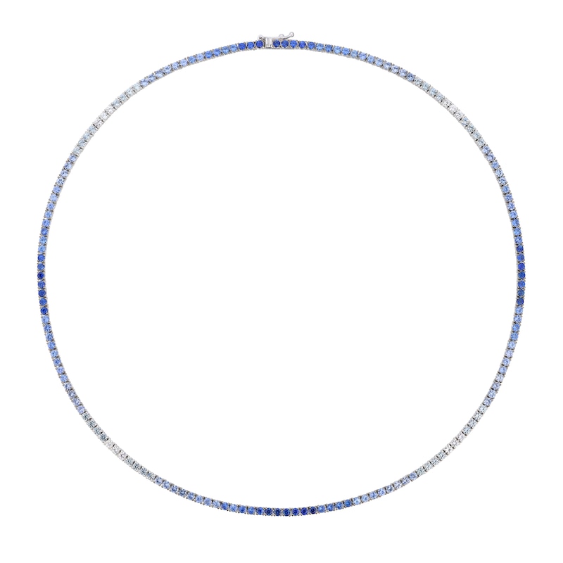 Main Image 1 of Le Vian 14ct White Gold Blue Sapphire Denim Ombré Tennis Necklace