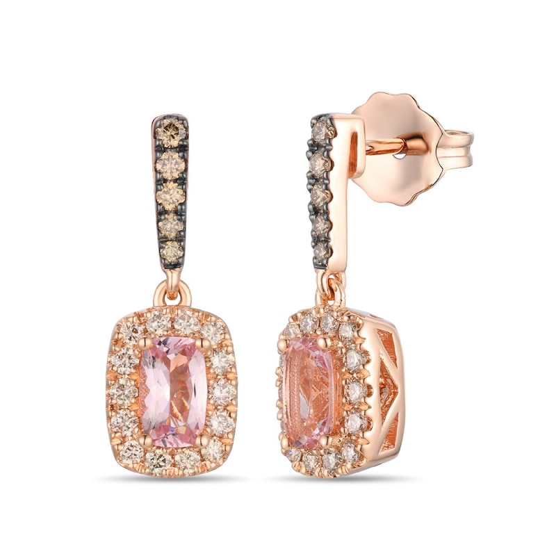 Main Image 1 of Le Vian 14ct Rose Gold Pink Morganite & 0.30ct Diamond Drop Earrings