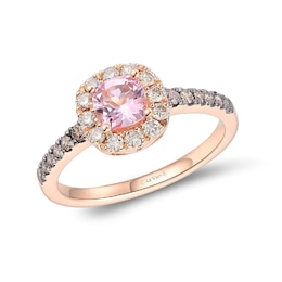 Le Vian 14ct Rose Gold Pink Morganite & 0.40ct Diamond Halo Ring