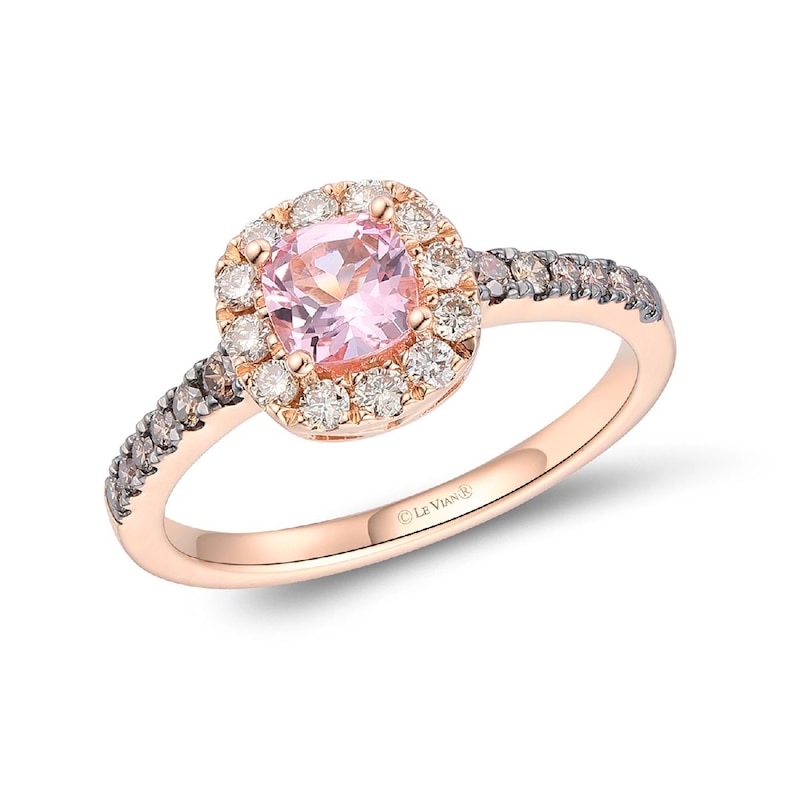 Main Image 1 of Le Vian 14ct Rose Gold Pink Morganite & 0.40ct Diamond Halo Ring