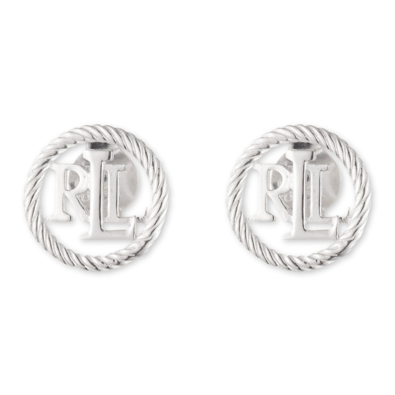 Lauren Ralph Lauren Silver Rope Logo Stud Earrings