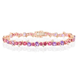Le Vian 14ct Rose Gold Raspberry Rhodolite & Amethyst 0.80ct Diamond Tennis Bracelet